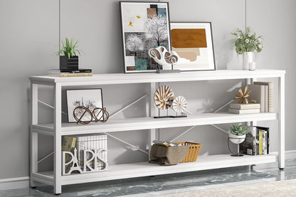 Tribesigns 71" Sofa Tables,Extra Long Couch Table, Narrow Long Console Table, Entryway Table,Sofa Table with 3 Tiers Storage Shelves