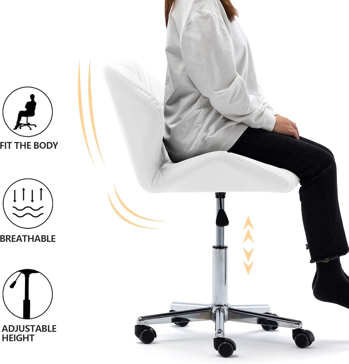 HNNHOME® Modern Uranus Padded Swivel Faux Leather Computer Desk Office Chair White
