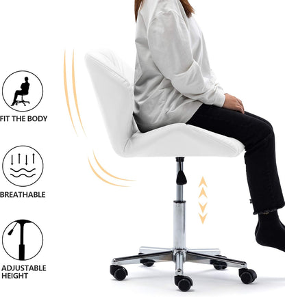 HNNHOME® Modern Uranus Padded Swivel Faux Leather Computer Desk Office Chair White