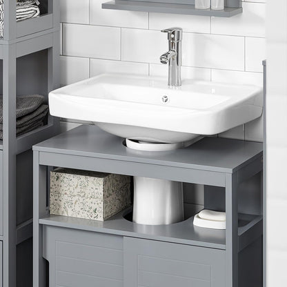 FurniFlex Under Sink Bathroom Vanity Unit, 60 cm Length x 30 cm Depth x 60 cm Height, Grey