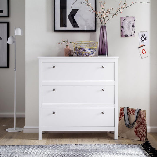 FurniFlex Wardrobe Dresser Sideboard, 92 cm x 98 cm x 110 cm Size, White