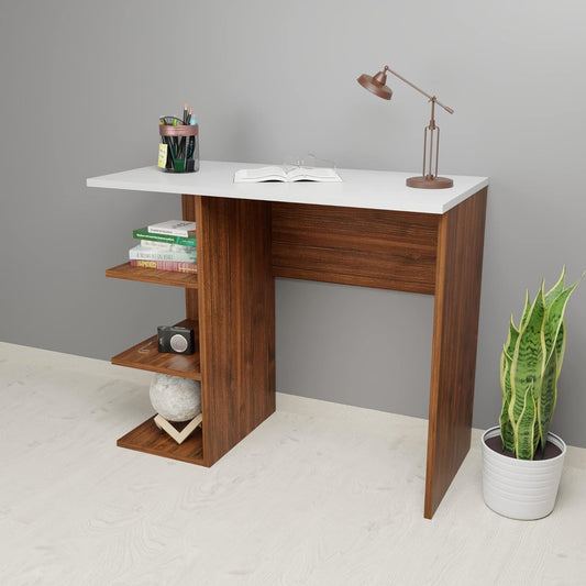 DFC Vello Engineered Wood Writing Study Table with 3 Shelf Storage for Home and Office Wooden Workstation Desk Laptop Computer Table (Matt Finish, Multicolor)