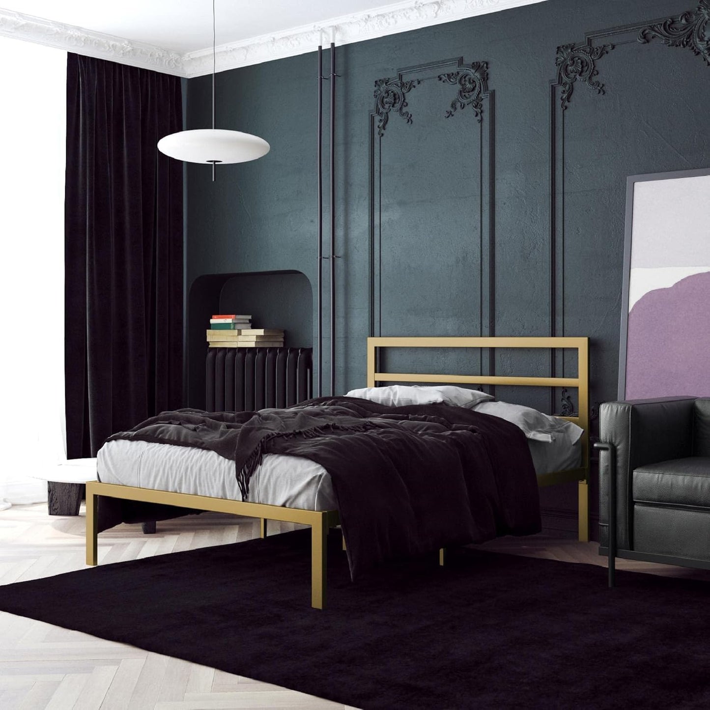 Bed 120 cm - Metal - Gold - Wood Molle - A wonderful combination of modern simplicity and elegant luxury
