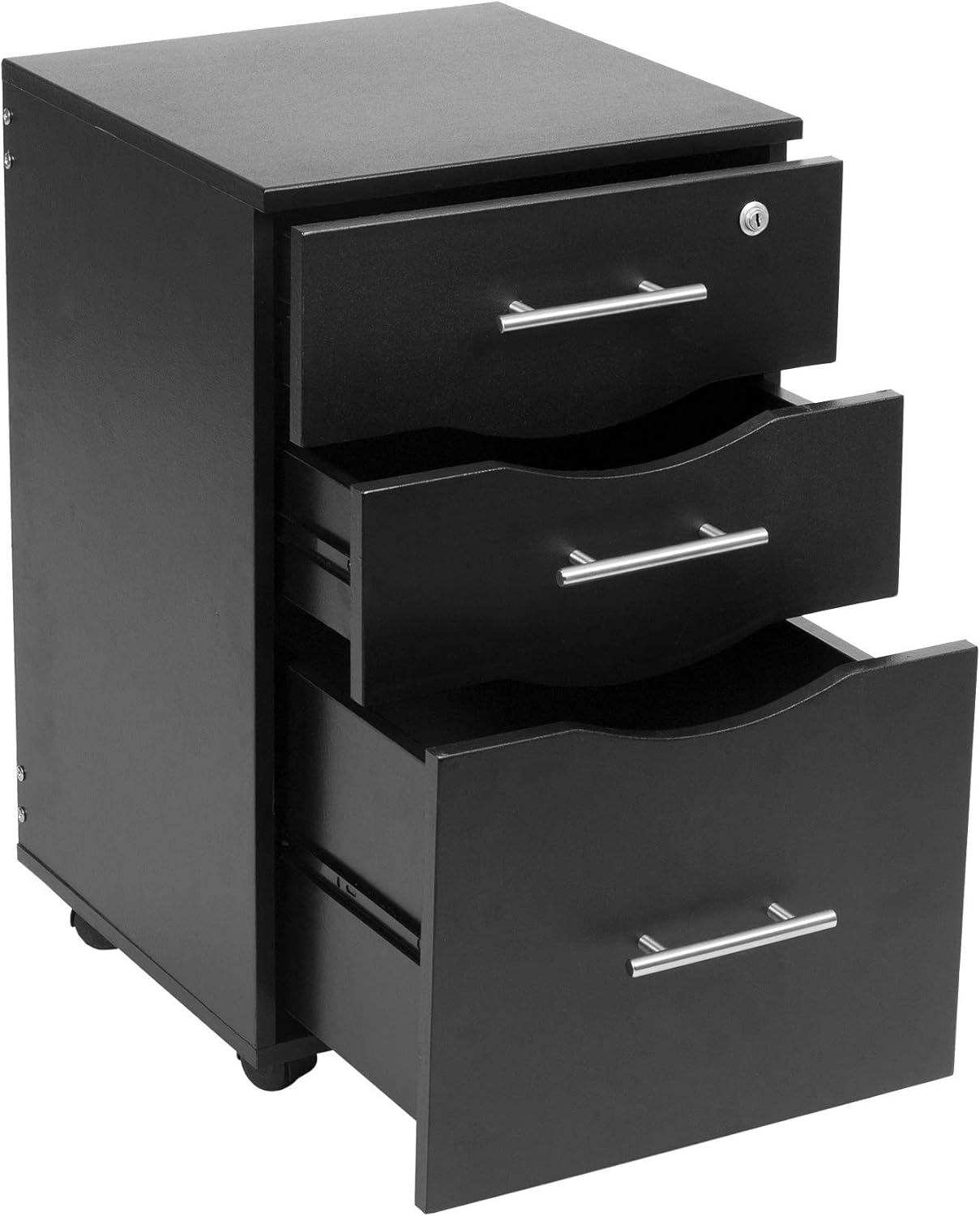 MMT Furniture Designs Ltd Mobile 3 Drawer Pedestal for Office Lockable Under Desk Storage Unit - Black 40 x 44 x 65 (w x d x h)