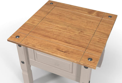 FurniFlex Mexican Solid Pine Side Coffee Table, Grey