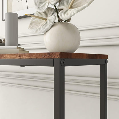 FOUBAM Console Table, Narrow Entryway Tables, Thin Sofa Table Behind Couch Table, Long Hallway Table for Living Room, Sturdy Coffee Snack Table, Side Table,End Table (Black & Brown)