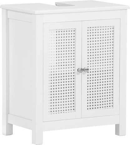 SoBuy BZR35-W Vanity Unit with Grid Look Doors, Bathroom Cabinet, White W x H x D: 50 x 60 x 33 cm