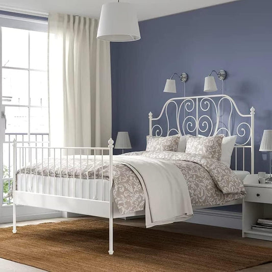 Modern Metal Bed - 160 cm - White