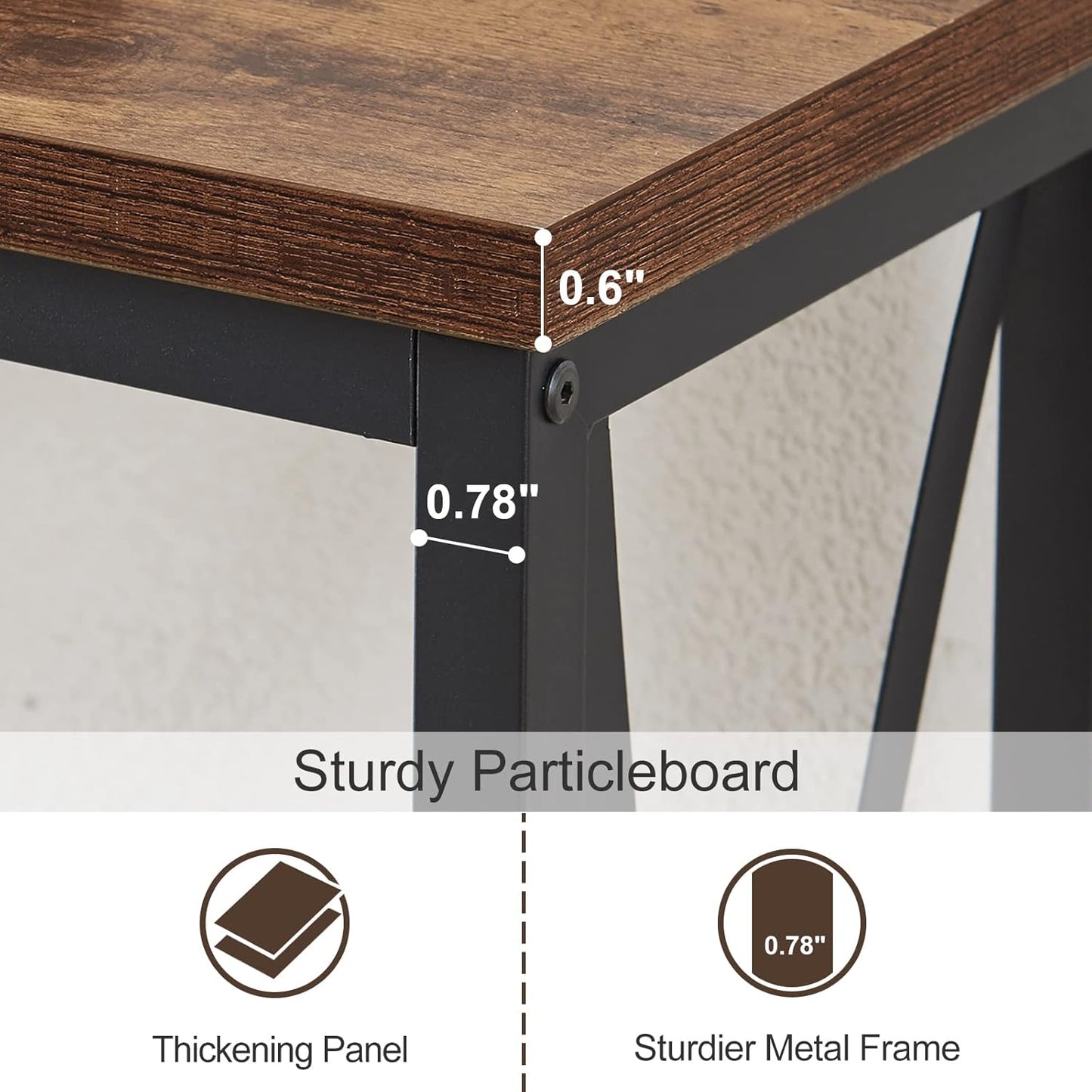 SUPERJARE 70.9 Inch Console Table with 2 Outlet and 2 USB Ports, Extra Long Entryway Table with Metal Frame and X-Shaped Design, Narrow Sofa Table for Living Room and Hallway - Rustic Brown