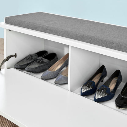 FurniFlex FSR41-W Container Bench with One Large Wardrobe and Cushion, 105 cm Length