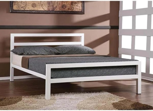 Bed 150cm - White - Metal