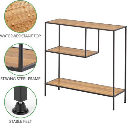 Woodx Modern Wood Console Table with Shelf - Sturdy Metal Frame - Furniture Unit for Living Room, Bedroom, Hallway, Entryway - Adjustable Feet, Water-Resistant, Wood Top - Black/Nordic Walnut