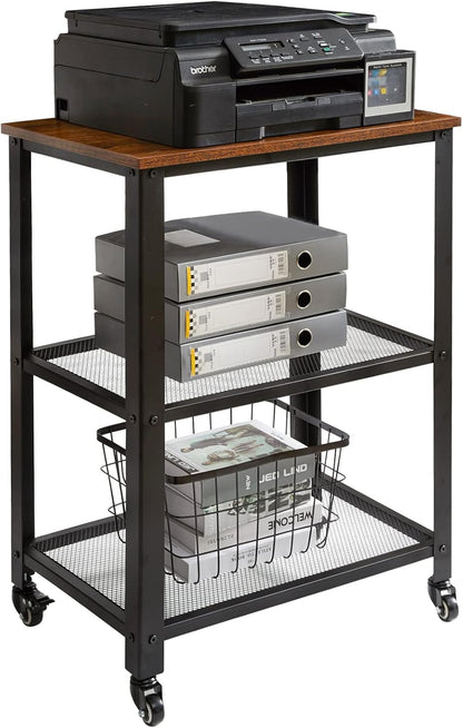 IBUYKE Serving Cart Trolley 60x40x81cm, Industrial Kitchen 3 Levels Shelves, Rolling Utility Cart with 4 Wheels, Heavy Duty Storage Organiser for Kitchen living room TMJ011H