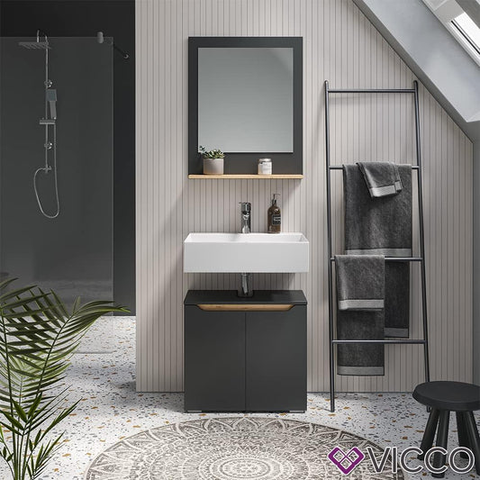 Vicco Fabio Vanity Unit Bathroom Cabinet Anthracite Oak