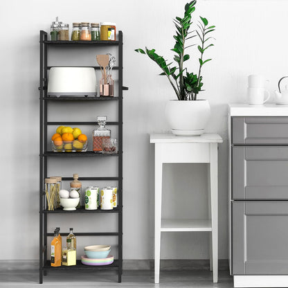 52.76in(H) Tall Bookshelf 5 Tier Bookcase Shelf Storage Organizer Industrial Freestanding Book Shelves Units Large Storage Tired Shelf for Small Space, Living Room, Kitchen, Bedroom, Modern Black