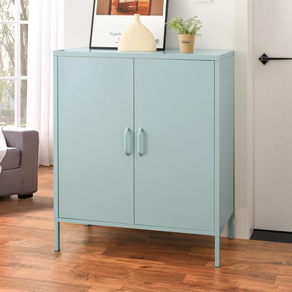MEUBLE COSY 3-Tier Locking Office Storage Cabinet File Organisation, Metal Sideboard Storage Cupboard Locker Cabinet Green