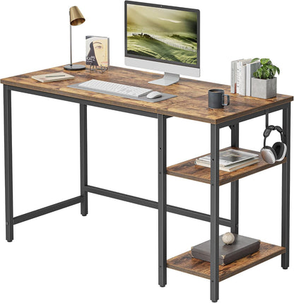 CubiCubi Computer Desk with Monitor Stand and Storage Shelves, 47 inch Writing Study Table for Home Office