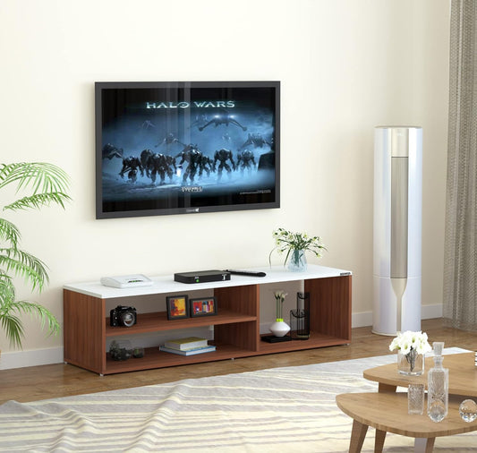 Redwud Skyler Engineered Wood TV Entertainment Unit/TV Stand/Display Storage Cabinet Rack (Walnut White) - Ideal for Upto 52" TVs