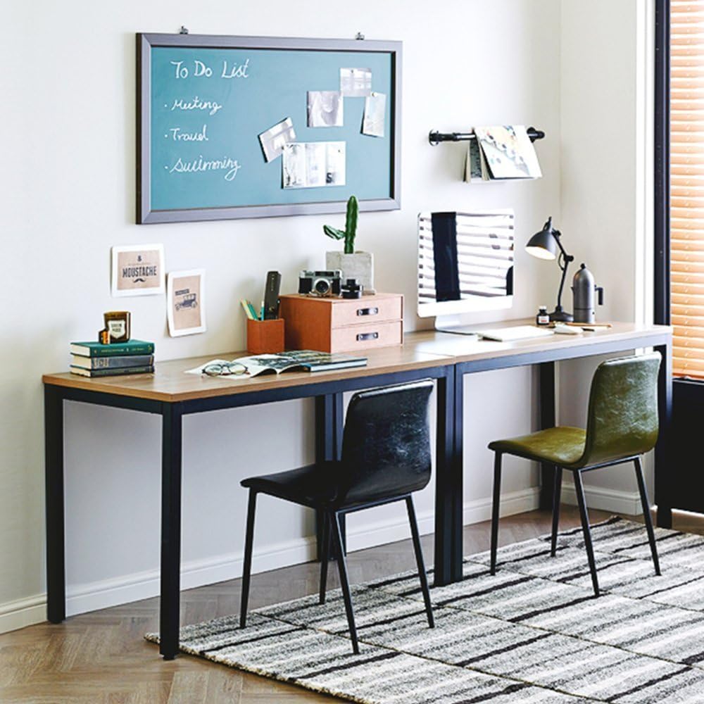 sogesfurniture Computer Desk Office Study Writing Desk Computer PC Laptop Table Workstation Dining Gaming Table for Home Office, 120x60x75cm, Teak&Black AC3TB-120-SF