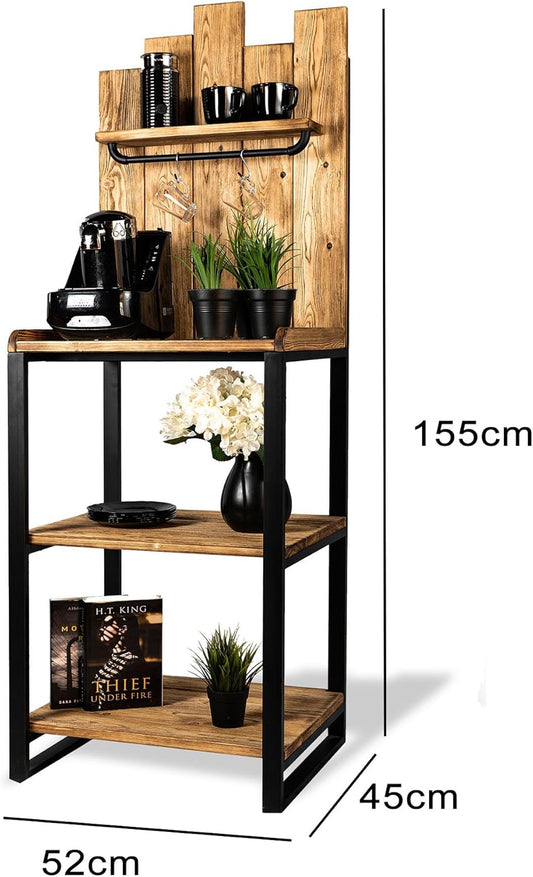 Generic Coffee Corner - Coq.01 (Black) - Corner Storage Shelf - Coffee Station - Indoor - Silver - 10cm D x 40cm W x 155cm H