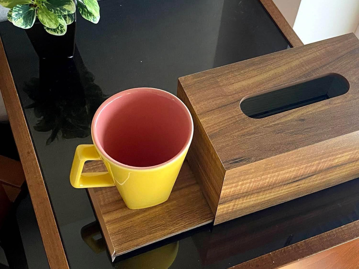 wood workers modern bathroom organizer set, wooden 3 piece set for living room bedroom dining kitchen, rustic rectangular trash bin, tissue box, tray set for office, vanity home decor accessories