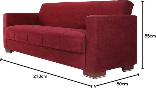 Aldora viola three seater sofa bed-dark red