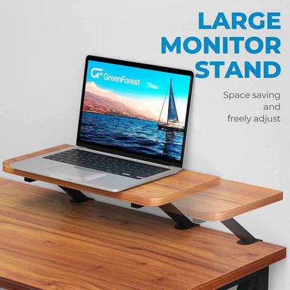 GreenForest L Shaped Desk with 2 Monitor Stand, 50.4 inch Reversible Corner Computer Desk for Home Office Study Gaming Workstation Crafting Table for Small Spaces, Easy Assembly, Walnut