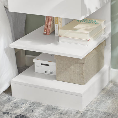 SoBuy FBT49-W Side Table Bedside Table with 1 Drawer and 3 Shelves White W x H x H x D: 39 x 65 x 39 cm