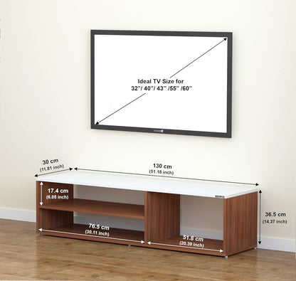 Redwud Skyler Engineered Wood TV Entertainment Unit/TV Stand/Display Storage Cabinet Rack (Walnut White) - Ideal for Upto 52" TVs