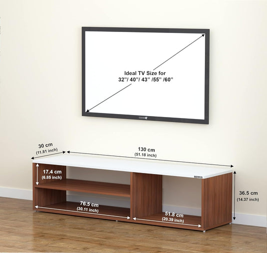 Redwud Skyler Engineered Wood TV Entertainment Unit/TV Stand/Display Storage Cabinet Rack (Walnut White) - Ideal for Upto 52" TVs