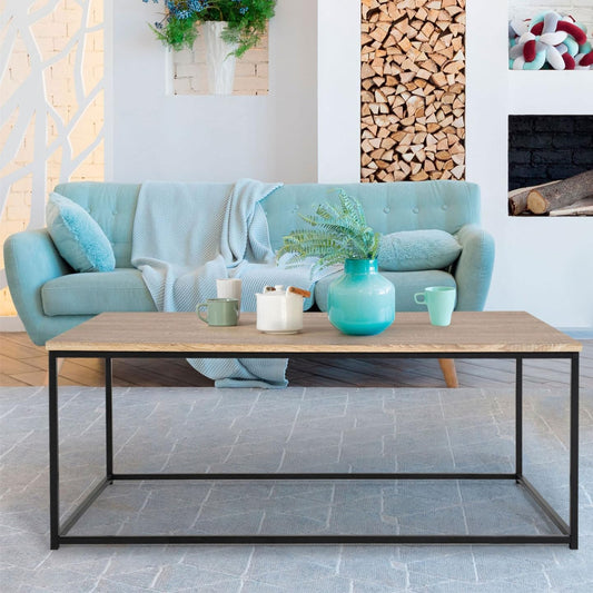 IDMarket - Detroit Rectangular Coffee Table 113 cm Industrial Design Wood and Metal