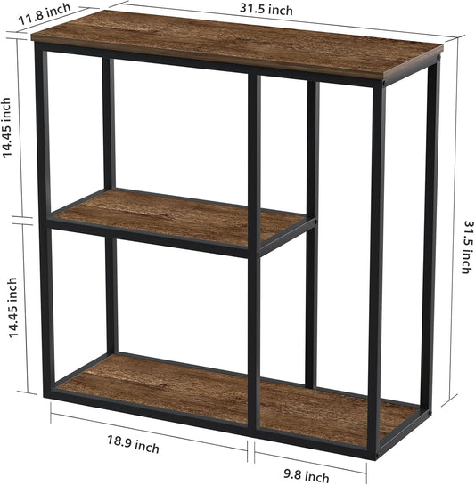 WOHOMO Console Table Small Entryway Table with Storage Shelves 30cm Narrow Sofa Table Modern Hallway Table for Living Room 80 x 30 x 80cm,Walnut