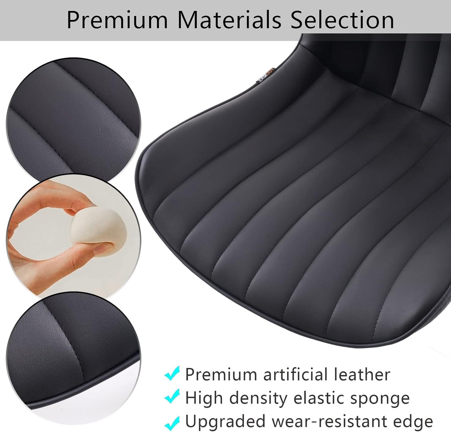 YOUNIKE Modern Black Office Chair, Ergonomic High Back Swivel Task Chair with Height Adjustment, Faux Leather, 300 lbs Capacity