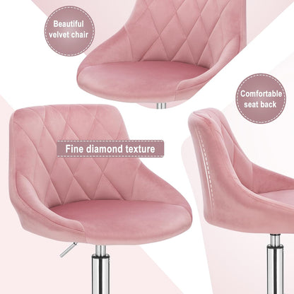 EUGAD 1 x 0033BGY Office Chair Swivel and Adjustable Velvet Office Chair with Wheels Pink