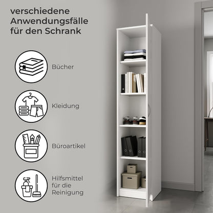 Schrank Mehrzweckschrank Sonoma 40cm Breite 180cm HÃ¶he mit Vier EinlegebÃ¶den schmaler Aktenschrank Organizer Kleiderschrank aus MDF Holz