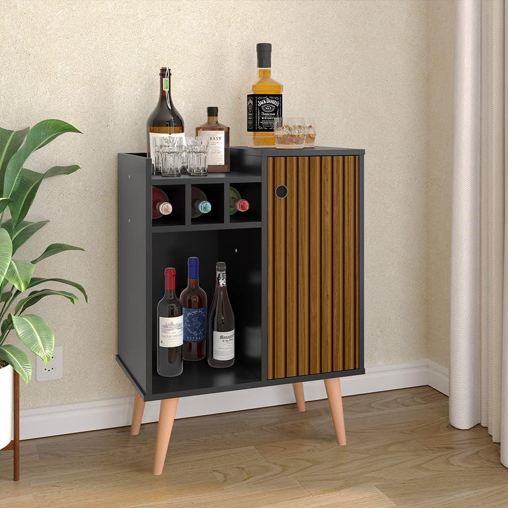 Lojas RPM Nala Retro Sideboard with Cellar 1 Door - Black/ripped Nature - Furniture