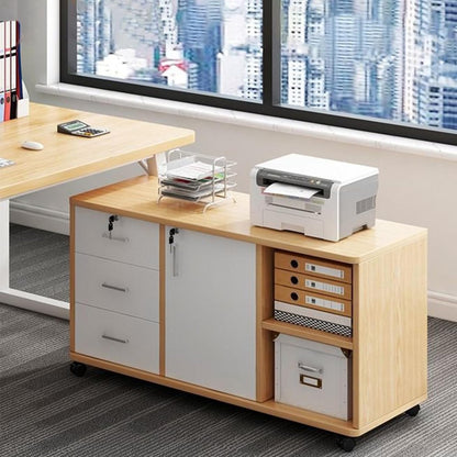 EOGILY 3 Drawer Mobile File Cabinet with Lock, Large Lateral Filing Cabinet, Drawer Storage Cabinet with Wheels，Printer Stand with Open Storage Shelf Adjustable Shelves for Home, Room, Small Spaces