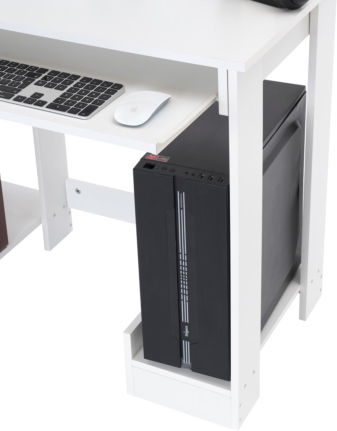 Blisswood Home Office Desk, White Computer Desk With Shelves & Sliding Keyboard Tray PC Laptop Table For Writing Workstation Bedroom Study Furniture (90 x 50 x 75CM)