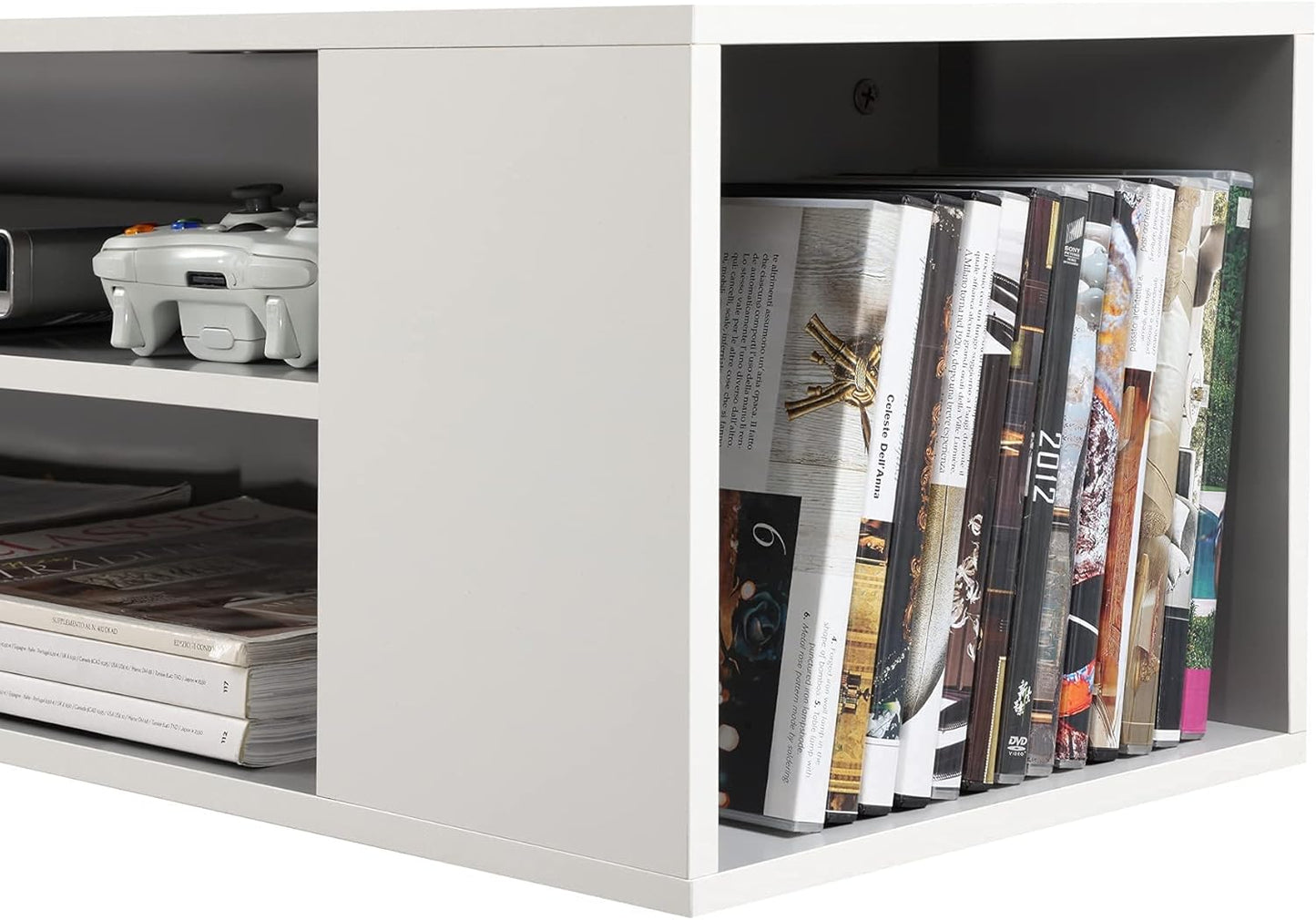 WAMPAT White Floating TV Stand Wall Mounted Shelf Entertainment Center Wood Media Console Storage TV Cabinet Hutch Under TV Desk for Living Room,White,39 Inch