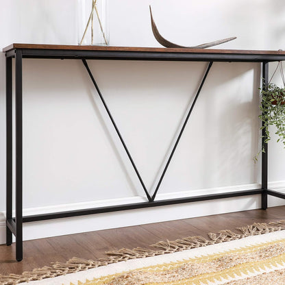 Vasagle Table, Console Table with Sturdy Steel Structure for Entrance Living Room Bedroom Industrial Style Vintage Brown and Black, 120 x 23 x 74 cm (W x D x H)