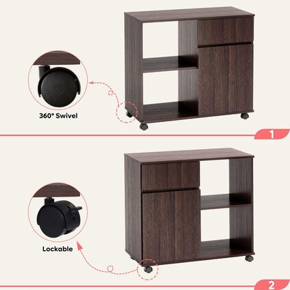 Bestier Bookcase, Wood, Brown, 15.7" D x 31.5" W x 28.9" H