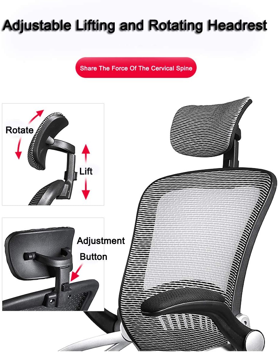 KAYLEENDEER Ergonomic Office Chair, High-Back Reclining Chair, Comfortable Mesh Computer Chair,Cushion Lumbar Support, with Adjustable Swivel Rolling Gaming Chair (Grey)