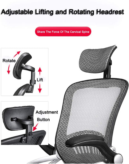 KAYLEENDEER Ergonomic Office Chair, High-Back Reclining Chair, Comfortable Mesh Computer Chair,Cushion Lumbar Support, with Adjustable Swivel Rolling Gaming Chair (Grey)