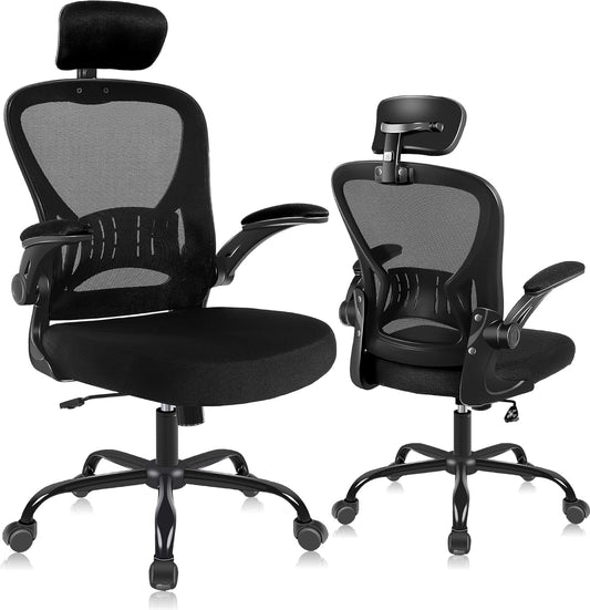 ralex-chair Office Chair Ergonomic Desk Chair Comfort Adjustable Height with Wheels，Lumbar Support Mesh Swivel Computer Home Office Study Task Chair Black