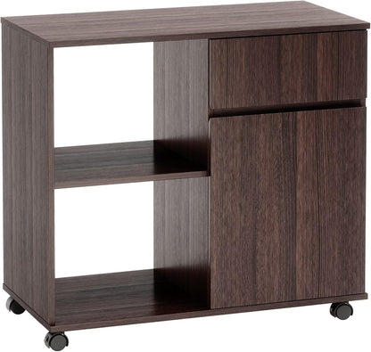 Bestier Bookcase, Wood, Brown, 15.7" D x 31.5" W x 28.9" H