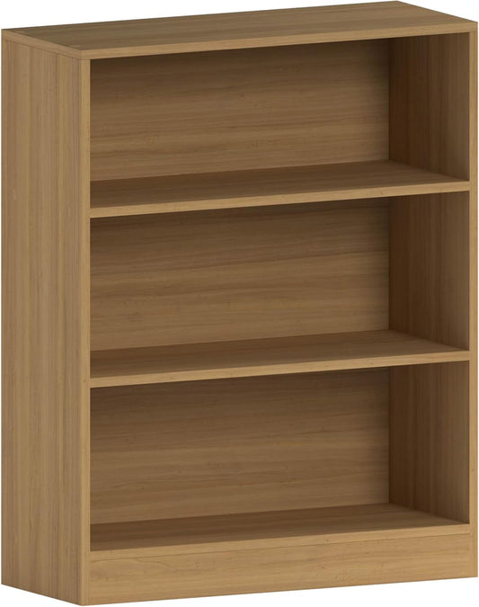 Vida Designs Cambridge 3 Tier Low Bookcase, Oak Wooden Shelving Display Storage Unit Office Living Room Furniture