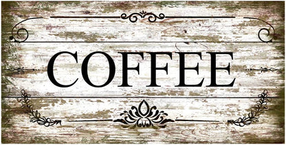 Original Vintage Design Imitation Wood Grain Coffee Tin Metal Signs Wall Art, Thick Tinplate Print Poster Wall Decoration Sign for Cafe/Coffee Corner