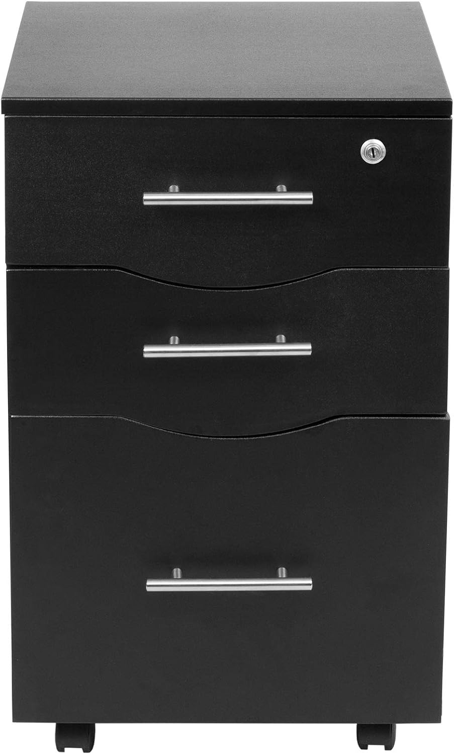 MMT Furniture Designs Ltd Mobile 3 Drawer Pedestal for Office Lockable Under Desk Storage Unit - Black 40 x 44 x 65 (w x d x h)