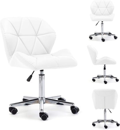 HNNHOME® Modern Uranus Padded Swivel Faux Leather Computer Desk Office Chair White