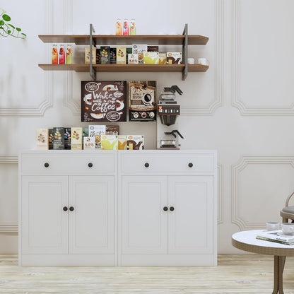CJF Modern White Large Rectangular Floor Standing Cabinet with 1 Drawer & 2 Adjustable Shelves, Ideal for Entryway, Kitchen Pantry, Dining Room Buffet, Living Room Storage, Bathroom, Office Coffee Bar